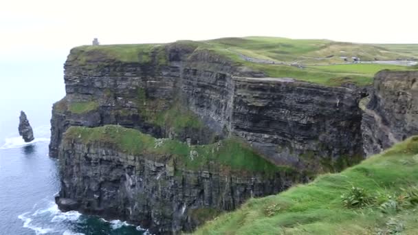 Útesy Moher a Atlantický oceán. — Stock video