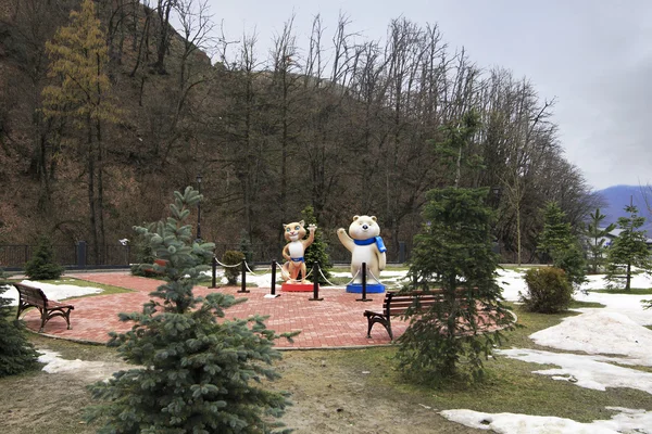 Leopard and Polar bear - 2014 Winter Olympic Games mascots in Rosa Khutor
