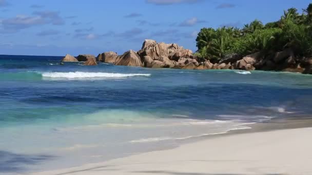 Beautiful beach Anse Cocos. Time Lapse — Stock Video