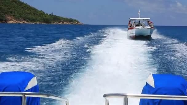 Pleasure boat plies the Indian Ocean. — Stock Video