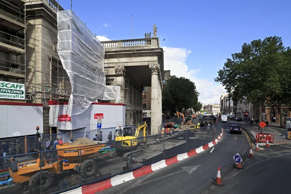 Road construction works near Irish Houses of Parliament — Stock Fotó