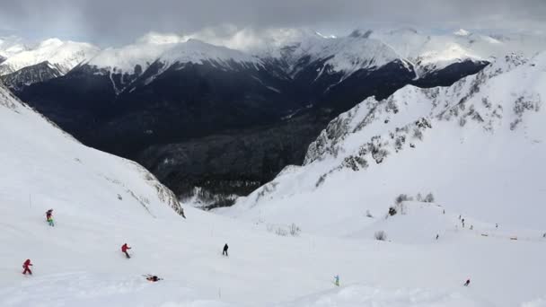 Ski slopes in Rosa Khutor Alpine Resort — Stock Video