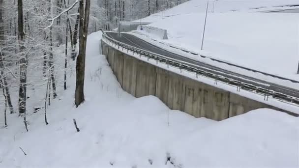 New road in the mountains at Rosa Khutor Alpine Resort — Stock Video