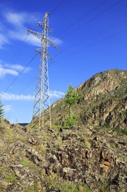 Yüksek gerilim enerji hatları Altay Dağları'nda