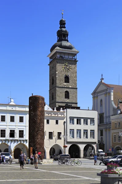 Arquitectura en la plaza en el centro histórico de Ceske Budejovice . — Foto de Stock