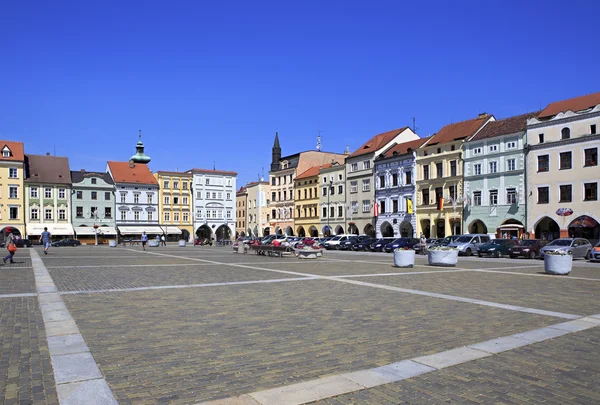 Piazza nel centro storico di Ceske Budejovice . — Foto Stock