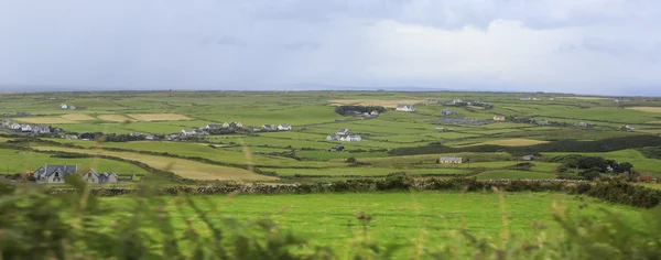 Vue panoramique des fermes rurales parmi les terres agricoles . — Photo