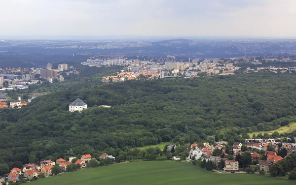 Pohled z letadla do oblasti Prahy. — Stock fotografie