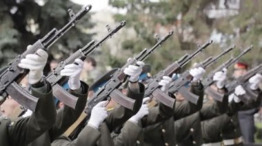 Silah selamı. Bir onur bekçi bir silah Selam yangınları. 
