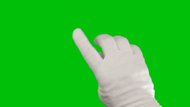Ruka dělá touch screen gesta na zelené obrazovce — Stock video