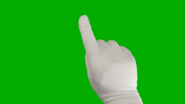 Mão fazendo gestos de tela de toque na tela verde — Vídeo de Stock