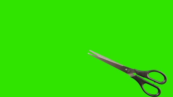 Ножницы анимированные на зеленом фоне экрана — стоковое видео