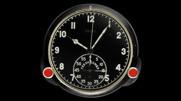 Military stopwatch clock face close up. — Stock Video