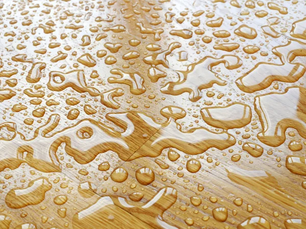 Parquet. Water drops on wooden surface. — Stock Photo, Image