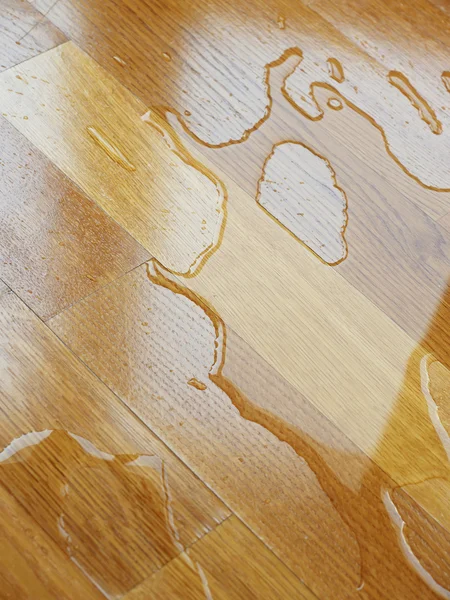 Parquet. Water drops on wooden surface. — Stock Photo, Image