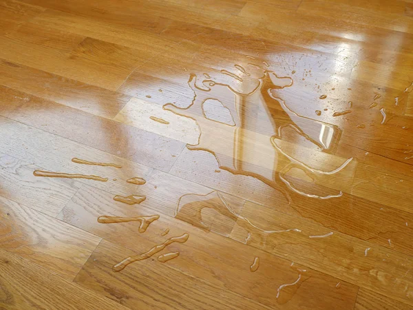 Parquet. Water drops on wooden surface. Stock Picture