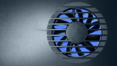 Endüstriyel fan türbin arkasında bir metal ızgara.