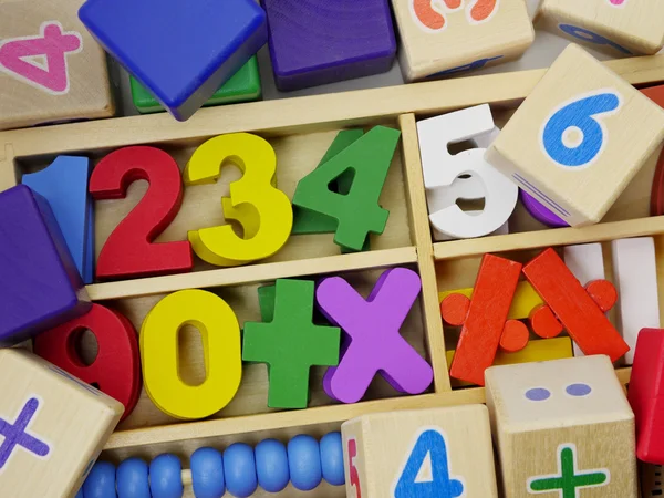 Toy wooden numbers — Stock Photo, Image