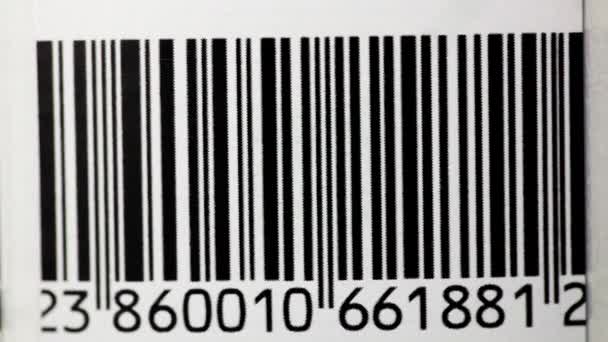 Código de barras. De cerca. . — Vídeo de stock