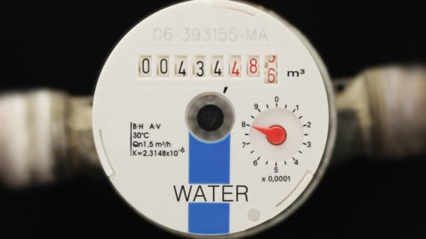 Contatore dell'acqua, da vicino . — Video Stock