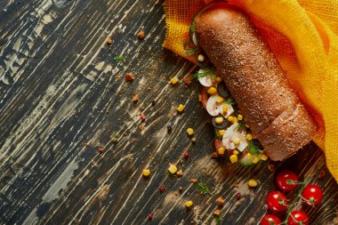 İngridients kümesiyle rustik sandviç