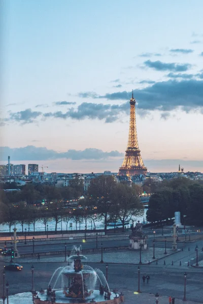 Eiffeltornet Paris Frankrike Natt Ovanifrån — Stockfoto