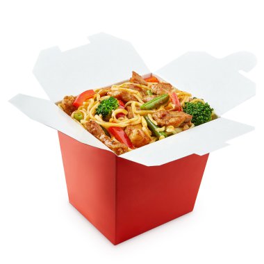 Yemek çubukları ile mükemmel wok erişte kutu