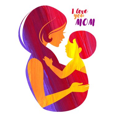 Bebek ile annesi siluet