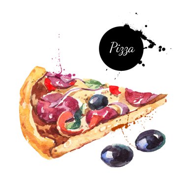 Suluboya pizza. İzole 