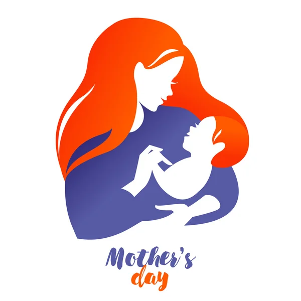 Moeder silhouet met baby — Stockvector
