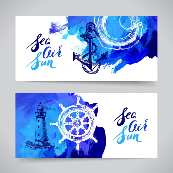 Set of travel marine banners. — Stock Vector
