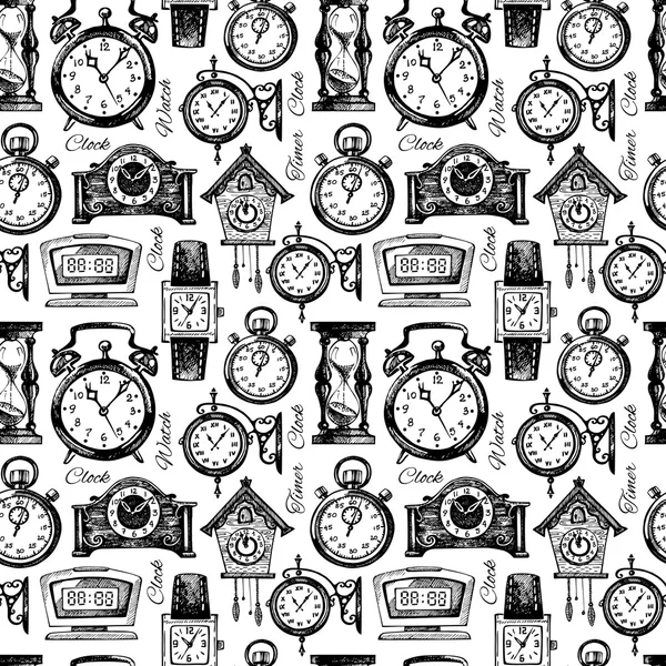Saatler ve saatler seamless modeli — Stok Vektör