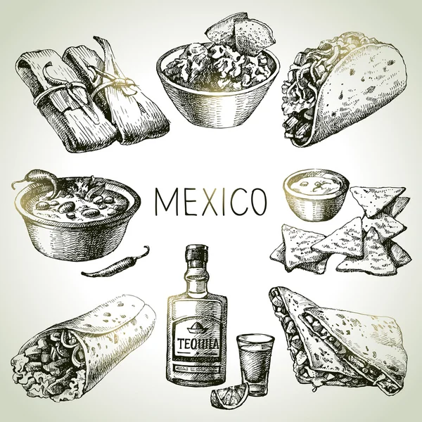 Cuisine traditionnelle mexicaine — Image vectorielle