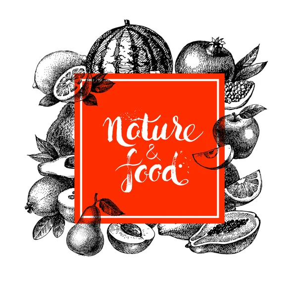 Menu di alimenti ecologici naturali — Vettoriale Stock