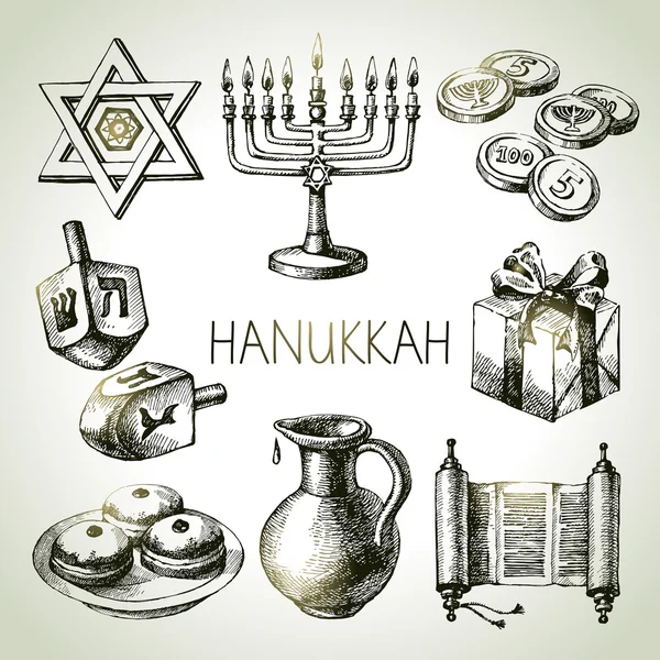 Hanukkah elementos conjunto . — Vector de stock