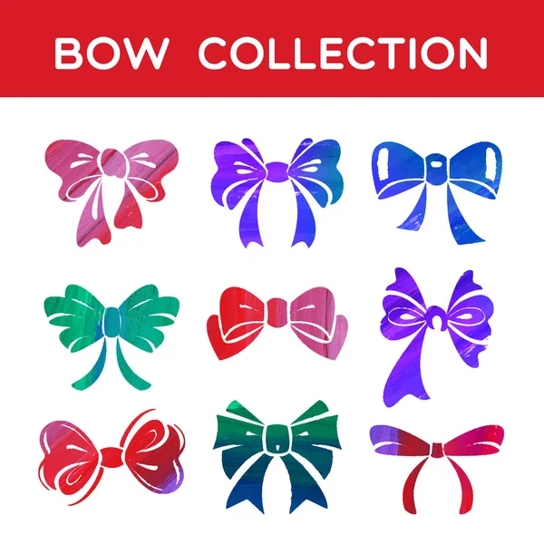 Set of silhouettes bow ribbon — Stock Vector