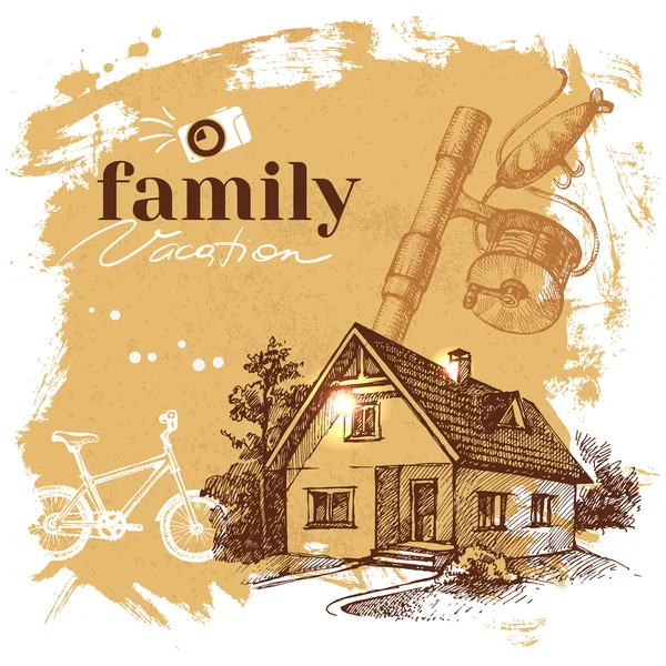 Illustration vacances famille — Image vectorielle