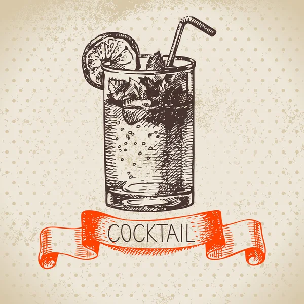 Cocktail croquis dessiné à la main — Image vectorielle