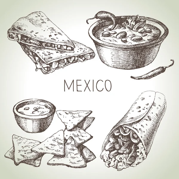 Geleneksel Meksika yemeği — Stok Vektör