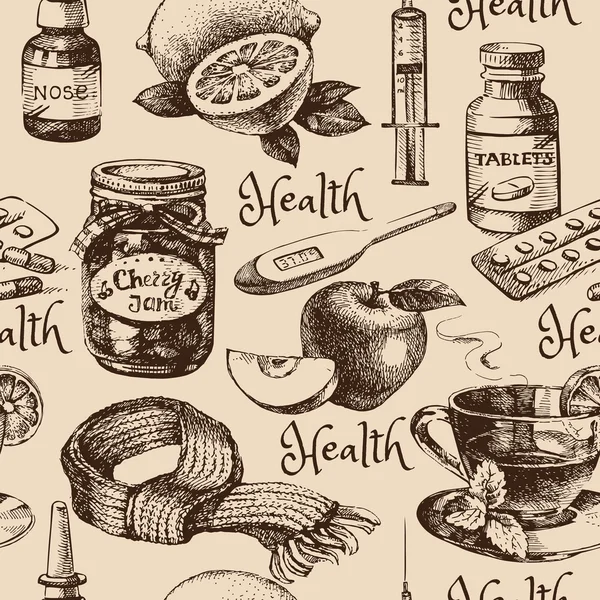 Modello medico vintage senza soluzione di continuità . — Vettoriale Stock