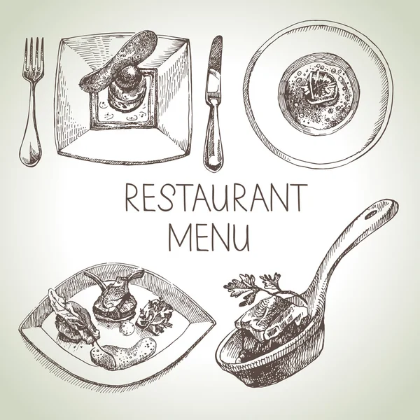 Restaurant voedsel set. — Stockvector