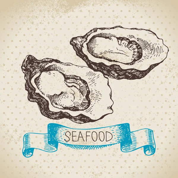 Hand drawn sketch seafood — Stock Vector