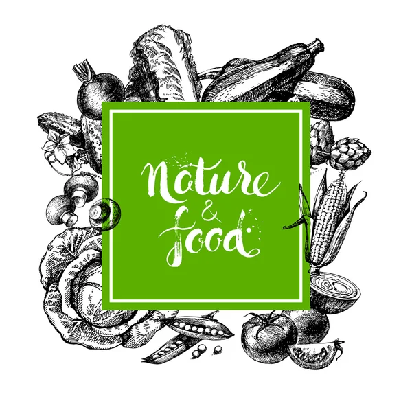 Eco menú de alimentos naturales — Vector de stock