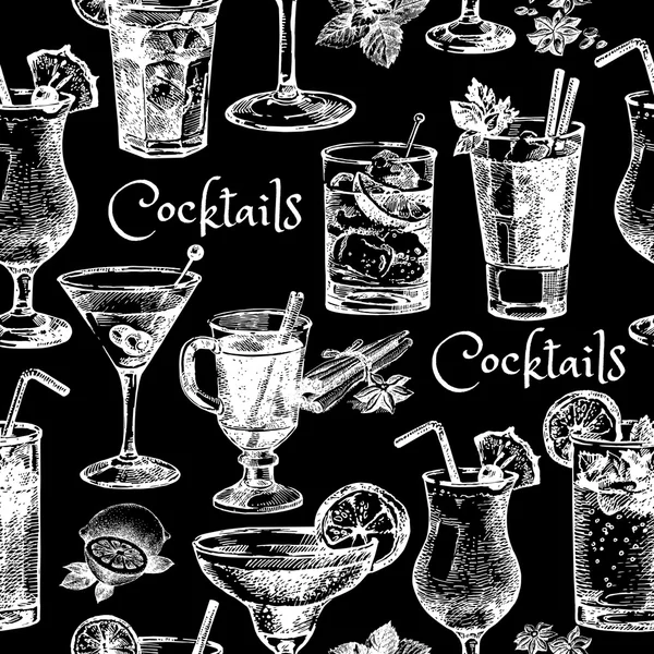 Hand drawn sketch cocktails — Stock Vector