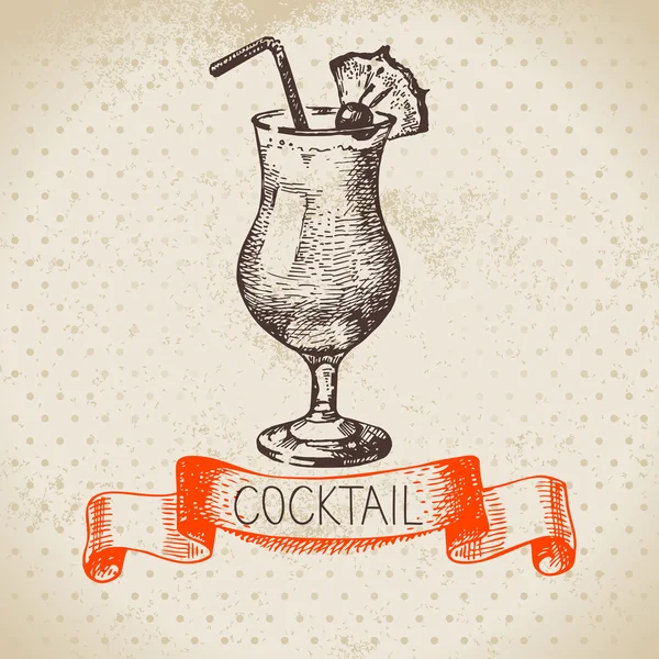 Cocktail croquis dessiné à la main — Image vectorielle