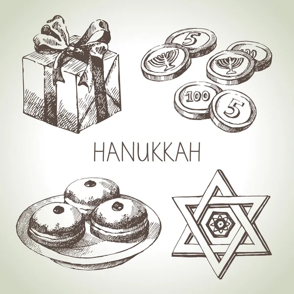 Hanukkah elementos conjunto . — Vector de stock