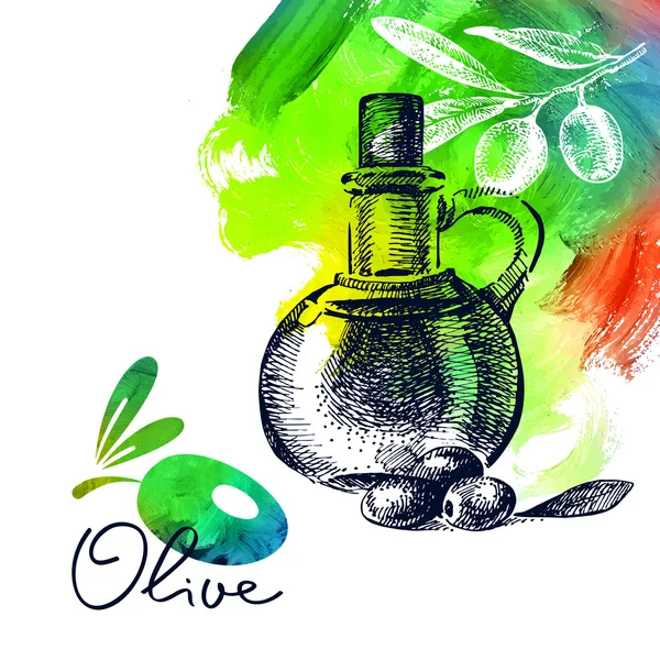 Illustration olive vintage — Image vectorielle