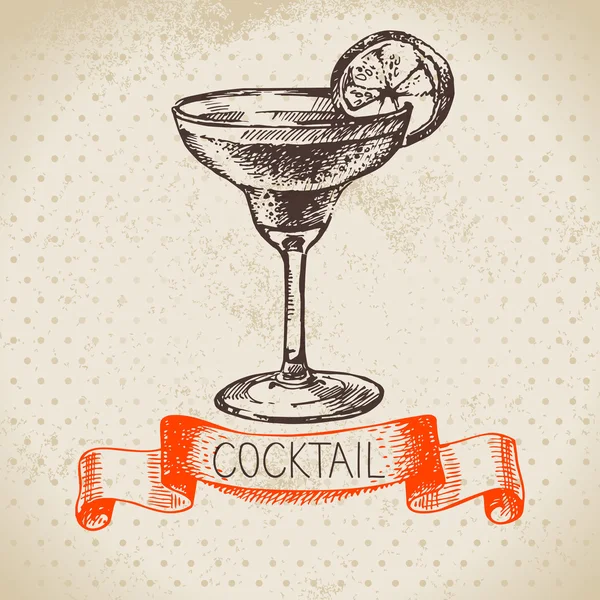 Bozzetto disegnato a mano cocktail vintage — Vettoriale Stock
