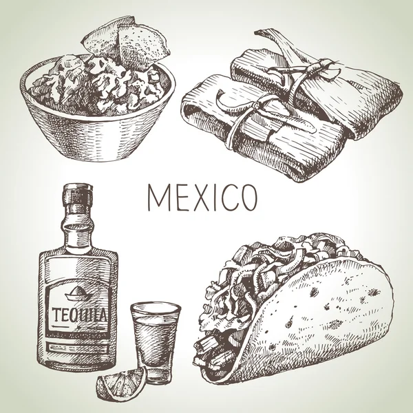 Cuisine traditionnelle mexicaine — Image vectorielle