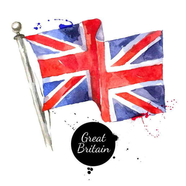Ακουαρέλα μεγάλη Βρετανία σημαία. — Διανυσματικό Αρχείο